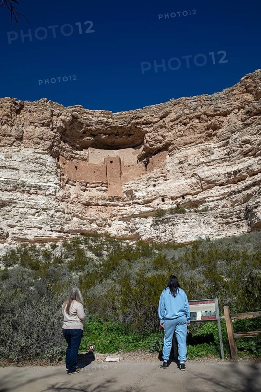 Camp Verde, Arizona - Montezuma Castle, a cliff dwelling built by the Sinagua people between 1100 and 1300. It has 20 rooms and accomodated about 50 people. It is now a National Monument