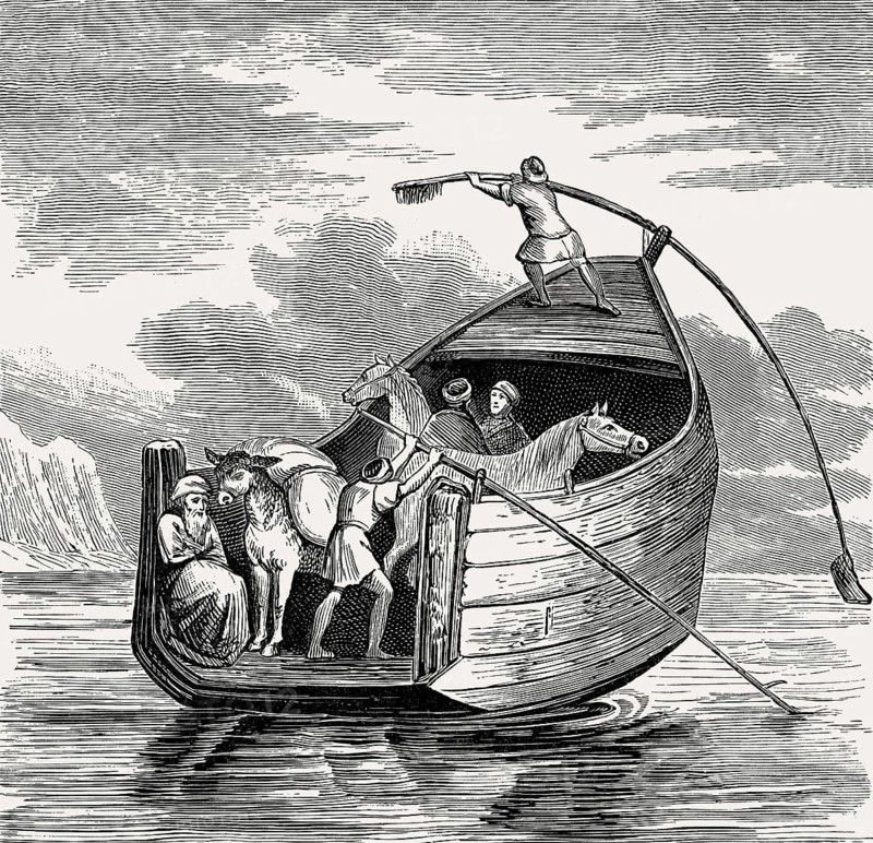 Ancient ferry on the Euphrates, Mesopotamia