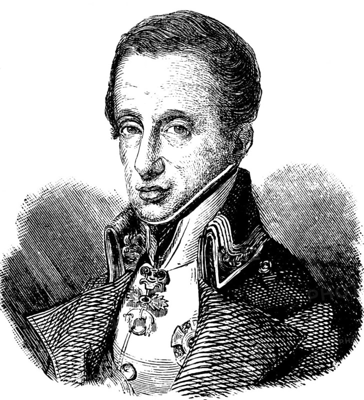 Portrait of Archduke Charles, Austrian general and victor in the Battle of Aspern or Battle of Essling1809, battle of French and Austrian troops, defeat of Napoleon, military, uniform, Danube near Vienna, Austria, historical illustration 1882