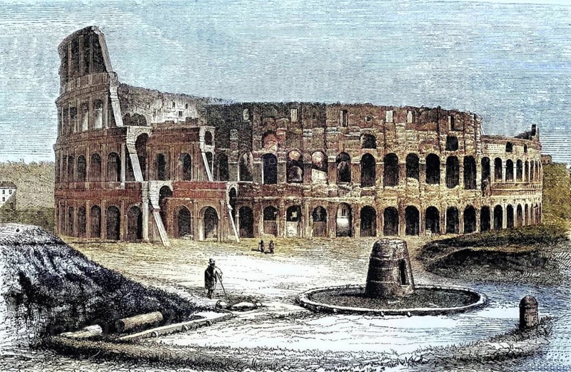 The Colosseum around 1800, Rome, Italy, digital reproduction of a historical model
