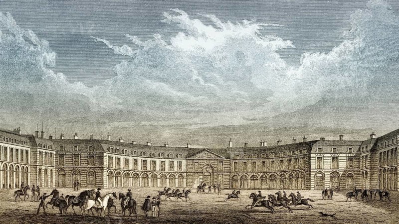 The Palace of Versailles, near Paris, antique steel engraved print, 1831