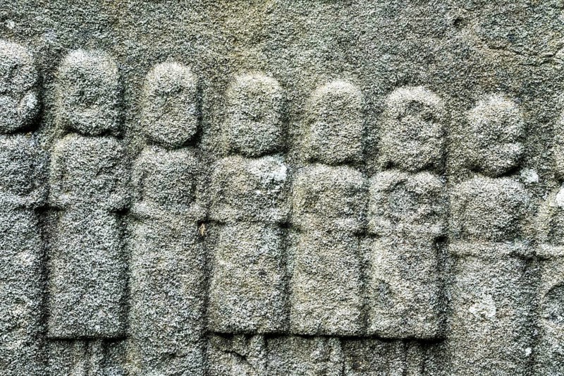 Details of an ancient tombstone, Former Protestant parish church of Abterode, Werra-Meissner district, Hesse, Germany