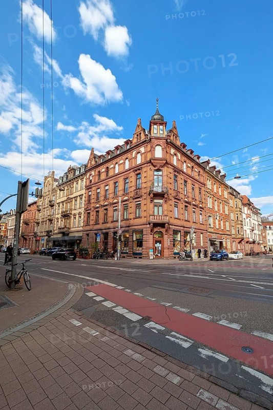 Heidelberg, Germany - 19th March 2026: Beautiful historic corner building at Brückenstraße street 4 in Heidelberg