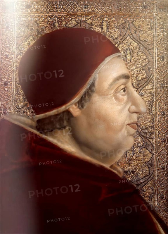Pope Alexander VI, Alessandro VI, Alexandre VI, Alejandro VI, born Roderic Llançol i de Borja, c.?1431 – 1503, ruler of the Papal States from 1492 until his death in 1503, digitally edited after a painting attributed to Pedro Berruguete