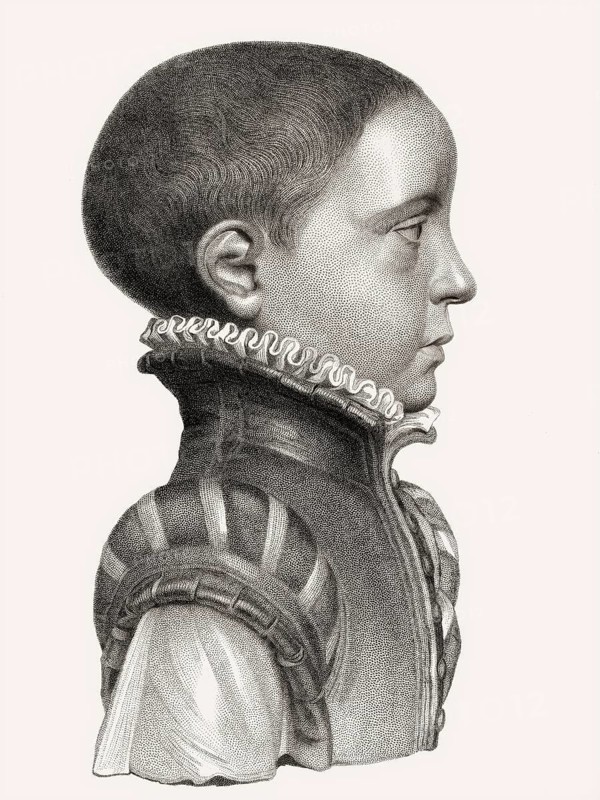 Portrait of Sir Francis Bacon as a child, Baron Baco of Verulam, 1561 - 1626, English lawyer, statesman, essayist, historian, intellectual reformer, philosopher and scientist, digitally edited