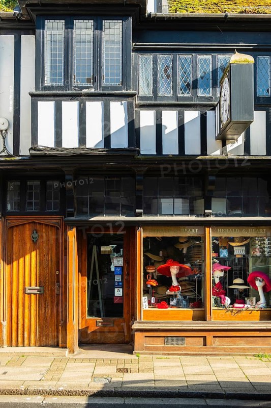 Street with old houses and shops in Rye, East Sussex, England, United Kingdom