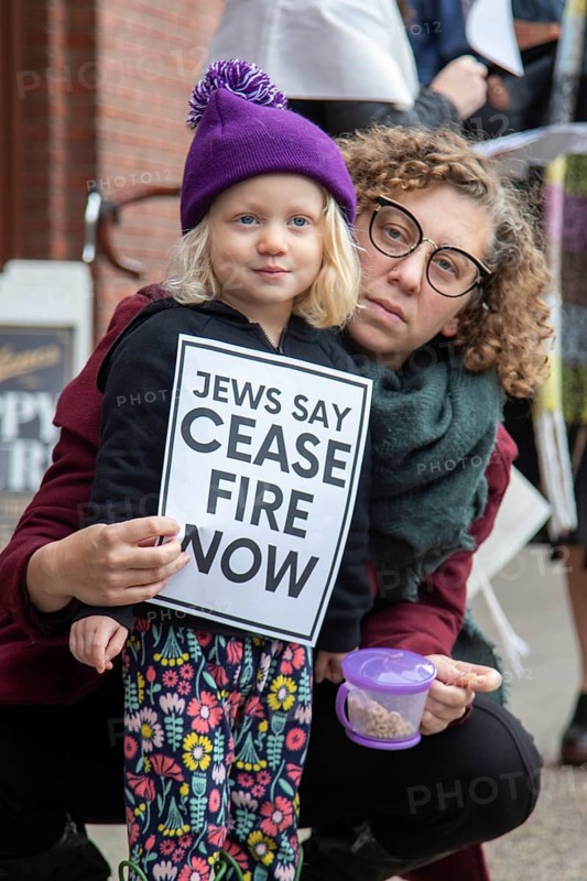 Detroit, Michigan USA, 7 November 2023, Members and supporters of Jewish Voice for Peace held a vigil outside Congressman Shri Thanedar's office, calling for him to support a ceasefire in the war in Gaza. The group said Gaza is a graveyard for children.