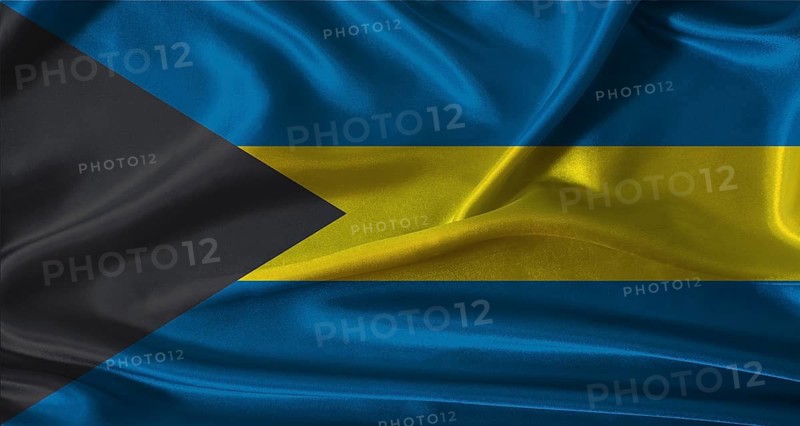 National flag of Bahamas with cloth texture. Bahamas flag with realistic texture background