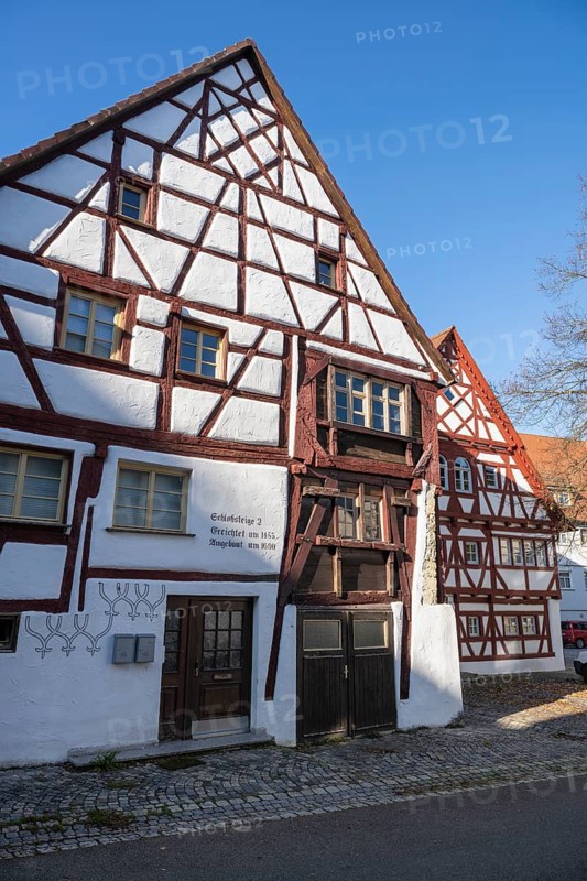 Historic half-timbered house in the centre of Scheer, Danube Valley, Sigmaringen district, Baden-Württemberg, Germany