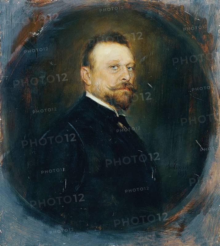 Painting, Reproduction of the painting, Work of art, Historical, Franz Seraph Lenbach, since 1882 Knight of Lenbach (born 13 December 1836 in Schrobenhausen, died 6 May 1904 in Munich), German painter, Munich painter prince, here his work:, The Reichsrat deputy Dr. Joseph Maria Baernreither (1899), Joseph Maria Baernreither (born 12 April 1845 in Prague, died 19 September 1925 in Teplitz-Schönau) was an Austrian politician, member of the House of Representatives and the House of Lords of the Vienna Imperial Council, portrait of a man with a beard in a formal suit against a dark background