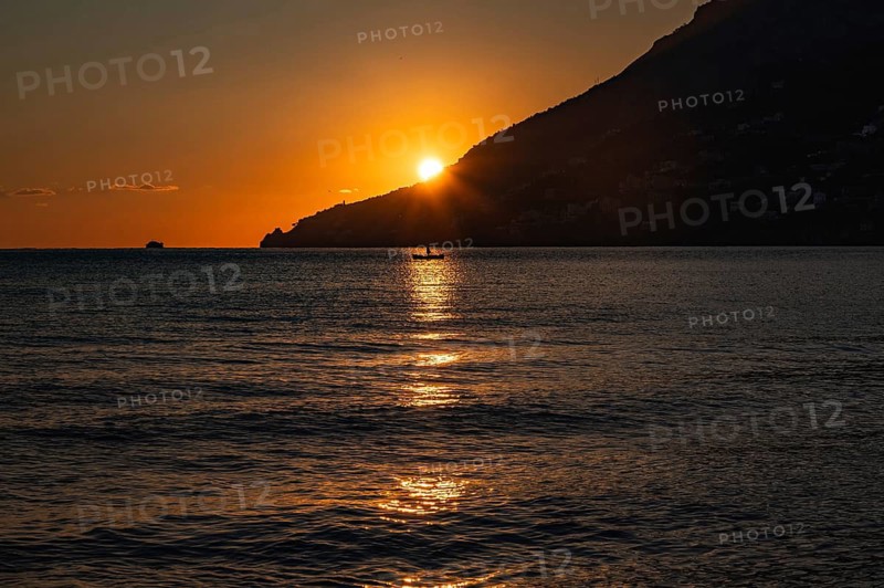 View of Amalfi town during sunset on Amalfi Coast in Campania, Italy. Campania, Italy