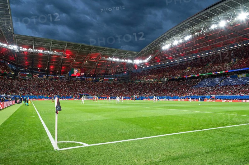 LEIPZIG, GERMANY - JUNE 18, 2024: Euro 2024 Groupe F match Portugal vs Czechia 2:1. Aerial view at the stadium RB Arena.
