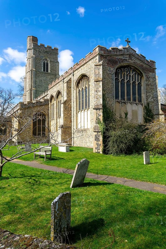Largely perpendicular architecture of medieval parish church of Saint Gregory, Sudbury, Suffolk, England, UK
