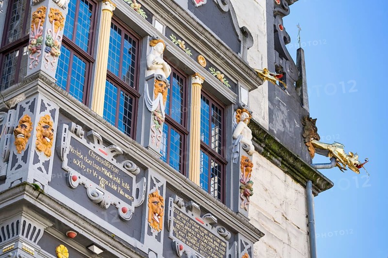 Dragon-headed gargoyle, facade of the town hall, Hannoversch Münden, Lower Saxony, Germany