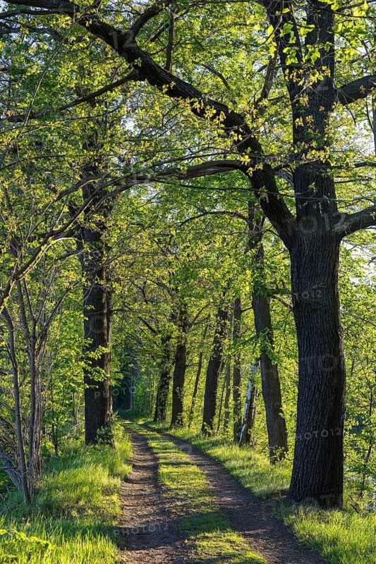 Evening sun on a forest path near Rietschen, Oberlausitzer Heide- und Teichlandschaft, Saxony, Germany