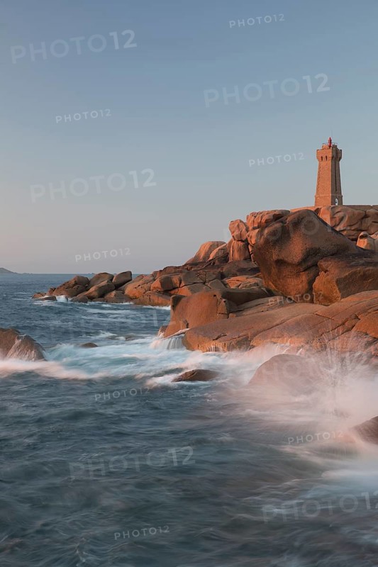 Lighthouse Mean Ruz at Ploumanach, Cotes d'Armor in the last evening light