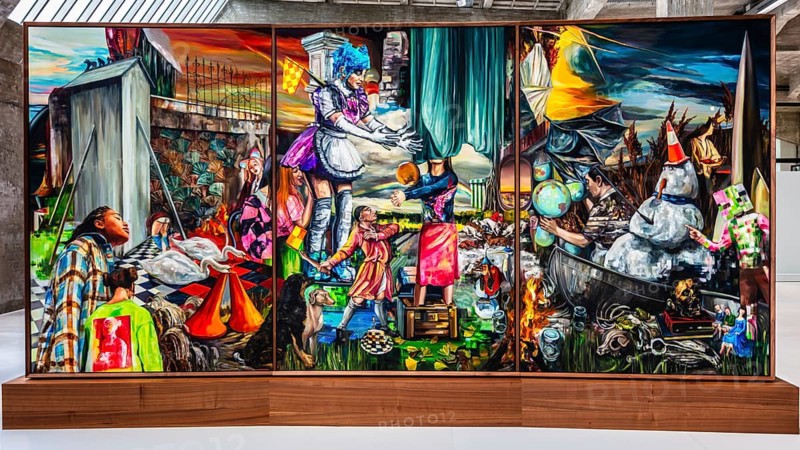 We in the Eye of the Wind by Chae Eun Rhee from South Korea, 2023, the course of the day as migration through time, FENIX, museum about migration, in a historic warehouse in Katendrecht, hub for overseas emigrants, Rotterdam, the Netherlands