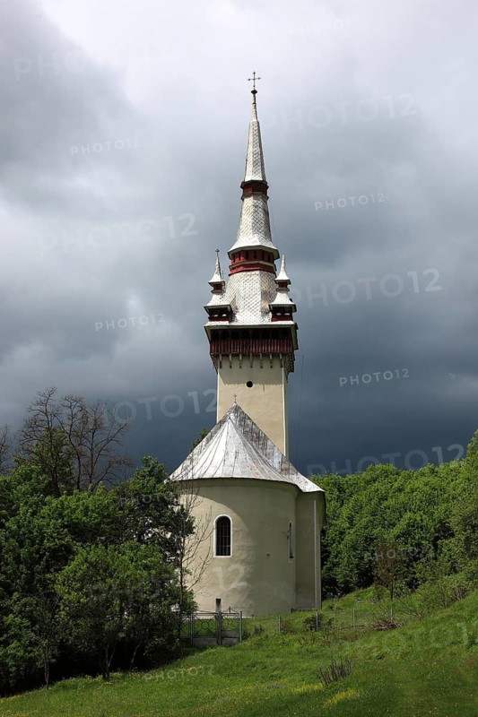 Rosia Montana mining village, Goldbach, historically important community known for its ancient Roman gold mines and the long-standing conflict over a planned open-cast mining project, village church, chapel, community in Alba district in Transylvania, Romania
