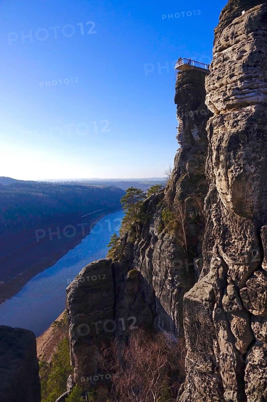 Elbe Sandstone Mountains, bastion area, winter, Saxony, Germany