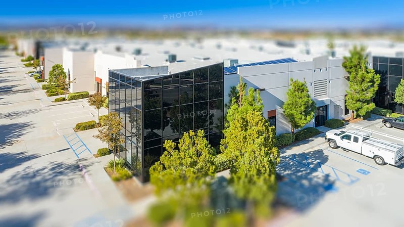Aerial View of Commercial Buildings With Tilt-Shift Blur