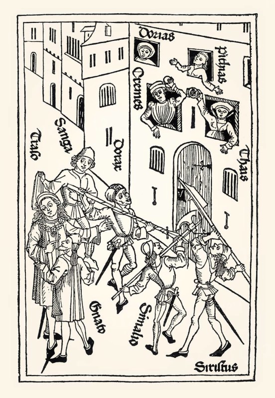 Woodcut from the tale edition Ulmer Terenz, Ulm, Konrad Dinckmut, 1486, digitally restored