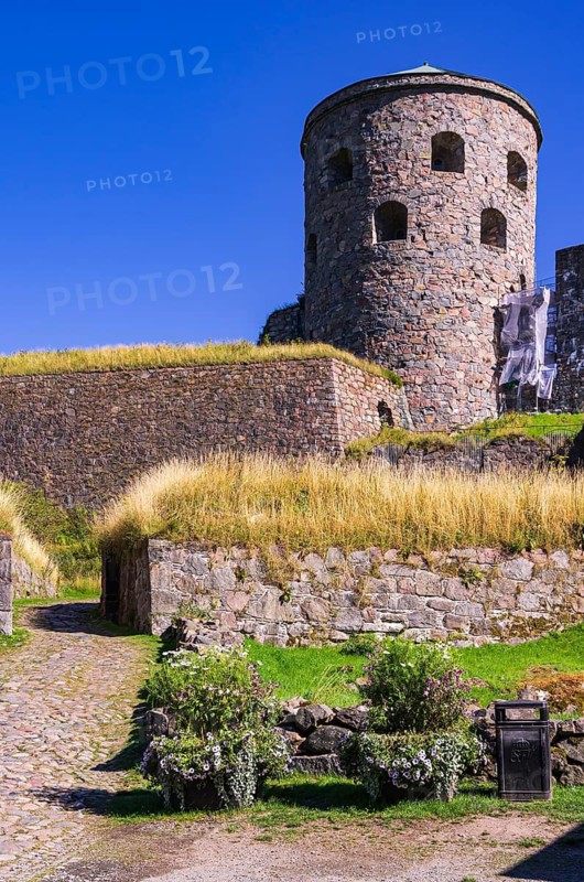Ruins of Bohus Fortress, Swedish Bohus fästning, a castle complex dating back to the beginning of the 14th century in Kungälv in Bohuslän, Västra Götalands län, Sweden
