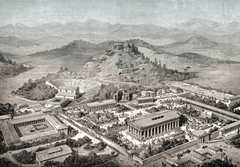 The reconstruction of Olympia in ancient Greece