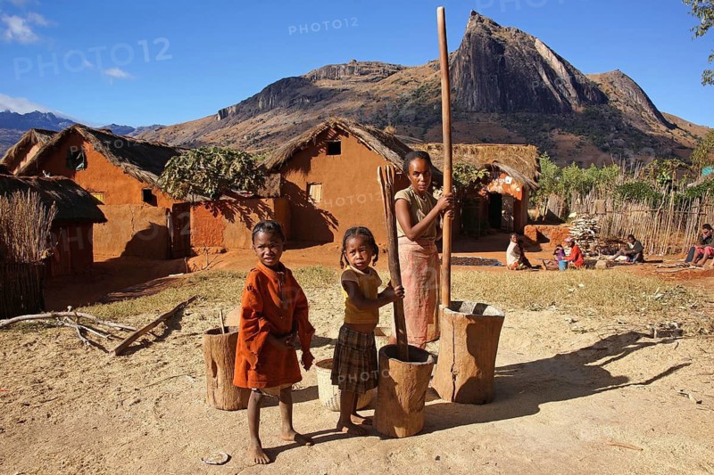 Africa, Madagascar, landscape near Tsaranoro, Bethsileo village, Tsaranoro, Madagascar