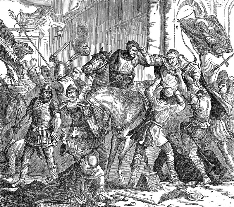 Pope Benedict VIII is torn from his horse, reigned from 18 May 1012 to his death in 1024