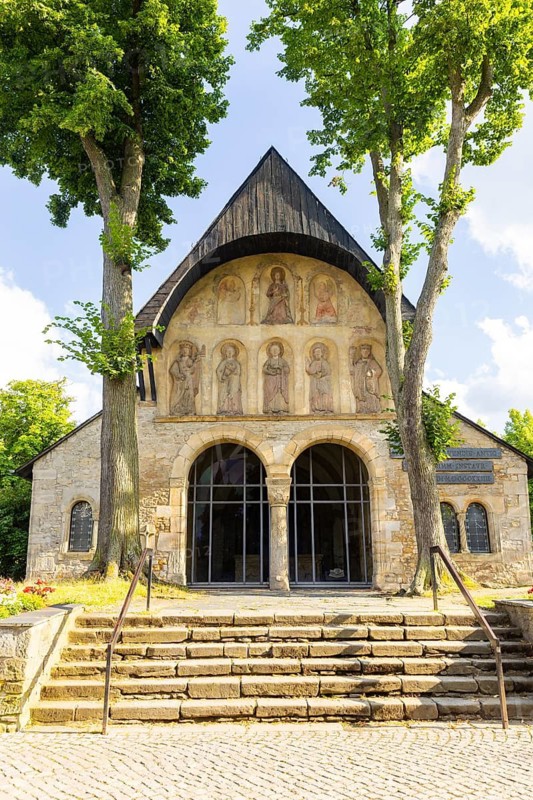 Remains of a historic church in Romanesque style with original vestibule made of natural stone from 1822, Cathedral vestibule, Goslar, Lower Saxony, Germany