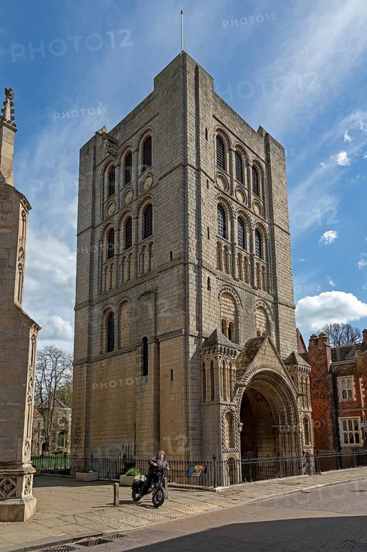 Norman tower, also known as the church gate, Bury St Edmunds, West Suffolk, England, Great Britain
