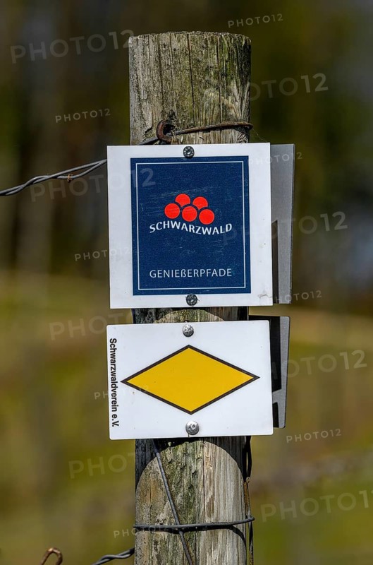 Sign Genießerpfade Black Forest, near Durbach, Ortenaukreis, Baden-Württemberg, Germany