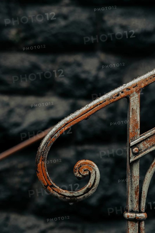 Detail of a banister to the parish church, St Peter, Villnöß, Funes, Villnößtal, South Tyrol, Italy
