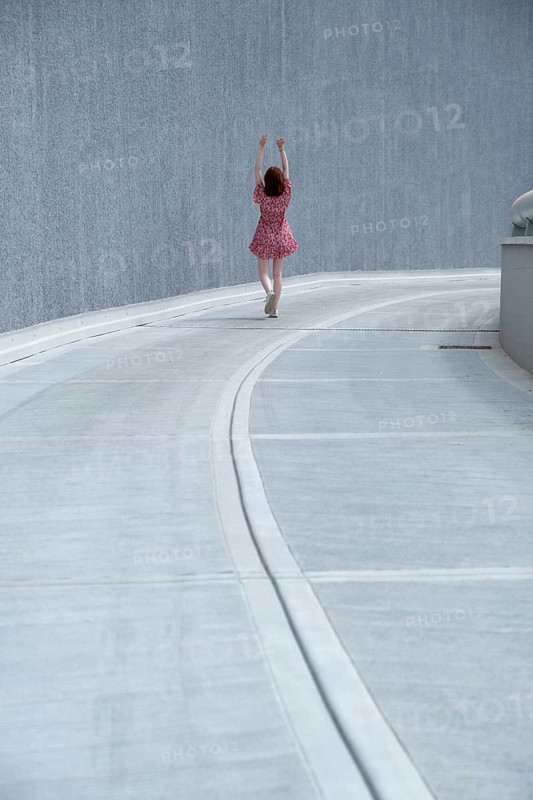 Portrait of a young woman, concrete desert, freedom, Emilia-Romagna, Italy