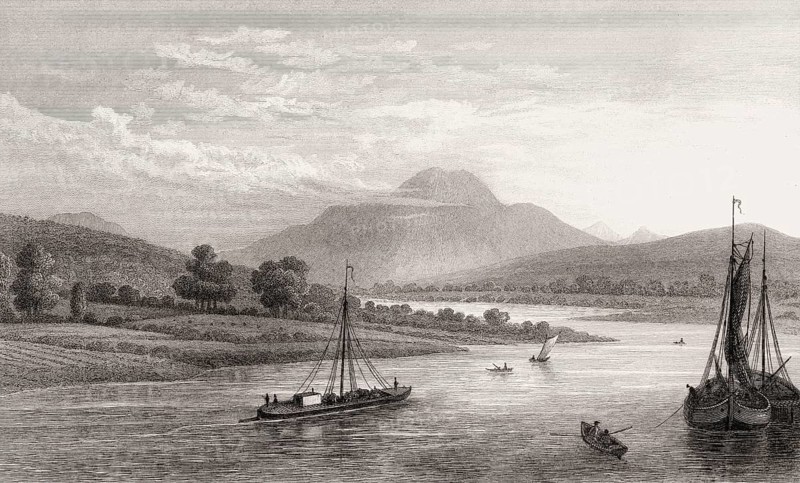 Ben Lomond, from Dumbarton, Edinburgh, Scotland, 19th century, from Modern Athens by Th. H. Shepherd