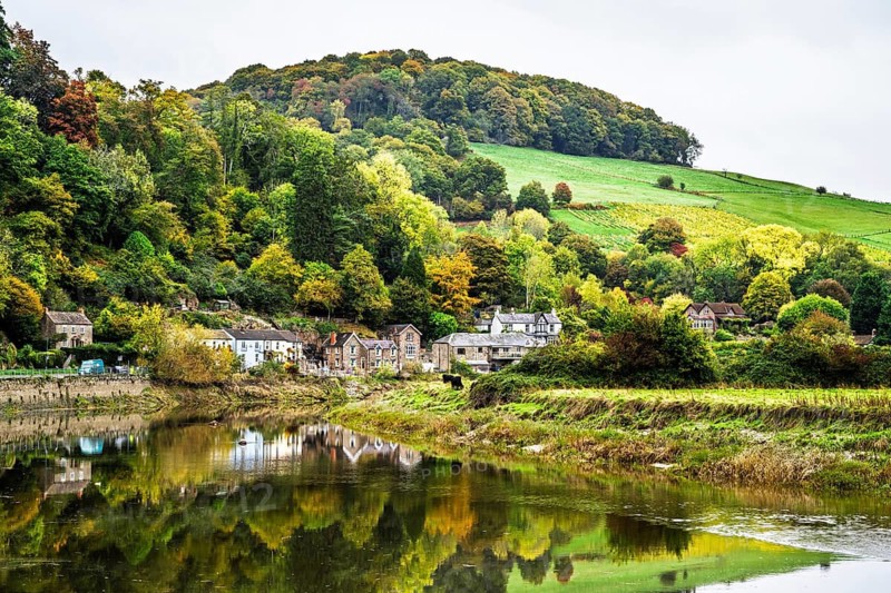 Autumn colors over Tintern, Wye Valley, River Wye, Chepstow, Monmouthshire, Wales, UK