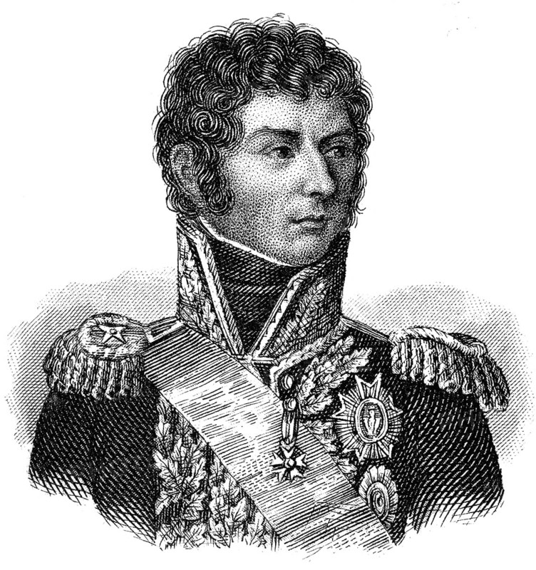 Portrait of Karl XIV Johan or Jean-Baptiste Jules Bernadotte, 1763 - 1844, French Minister of War, Marshal of France, commander of the Allied northern army against Napoleon and King of Sweden, King of Norway as Charles III. John, Portrait von Karl XIV. Johann oder Jean-Baptiste Jules Bernadotte, 1763 - 1844, französischer Kriegsminister, Marschall von Frankreich, Oberbefehlshaber der alliierten Nordarmee gegen Napoleon und König von Schweden, als Karl III. Johann König von Norwegen