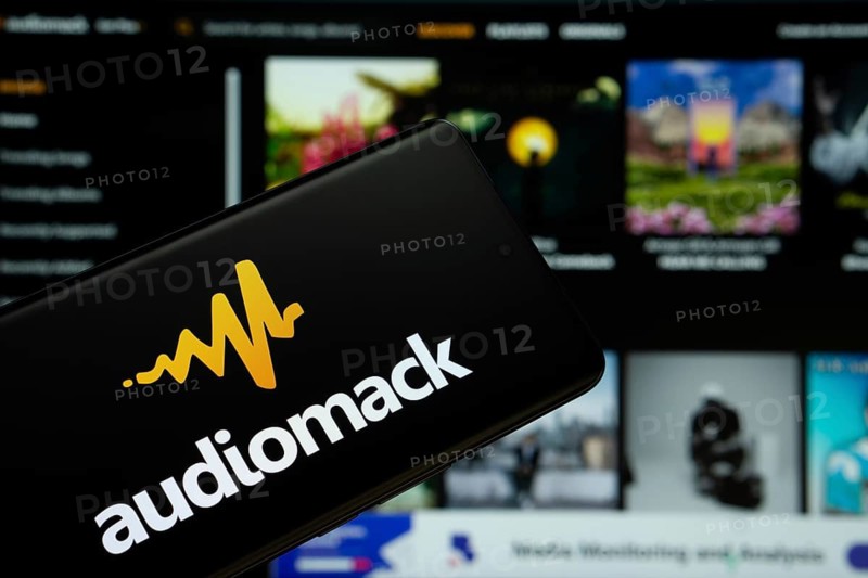 Audiomack logo is seen on a smartphone