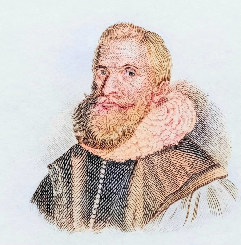 Thomas Erpenius, van Erpen, (born 11 September 1584 in Gorinchem, died 13 November 1624 in Leiden) was a Dutch theologian and orientalist, coloured woodcut from Crabbe's Historical Dictionary from 1825, Historical, digital reproduction