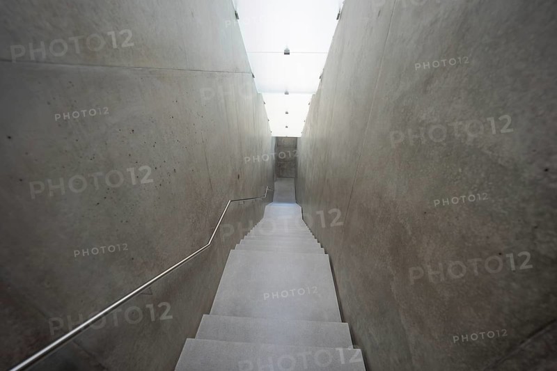 Concrete staircase with simple lines and modern lighting, Kunsthaus Bregenz, Vorarlberg, Austria