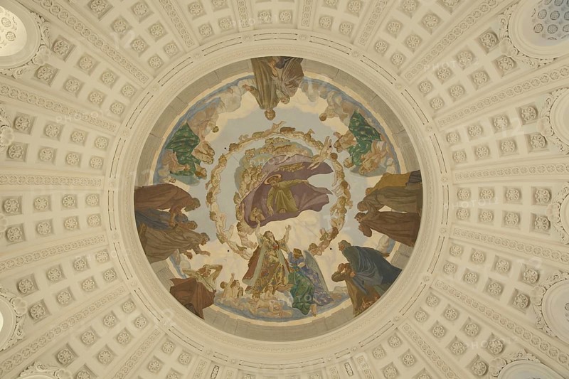 Ceiling painting in the early classical cathedral, round fresco, interior view, handicrafts, St. Blasien, Southern Black Forest, Black Forest, Baden-Württemberg, Germany