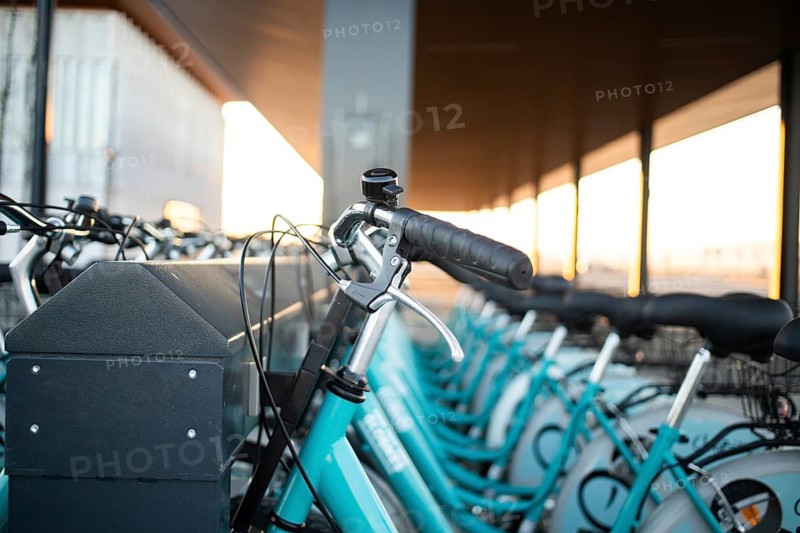 Electric bikes in a parking