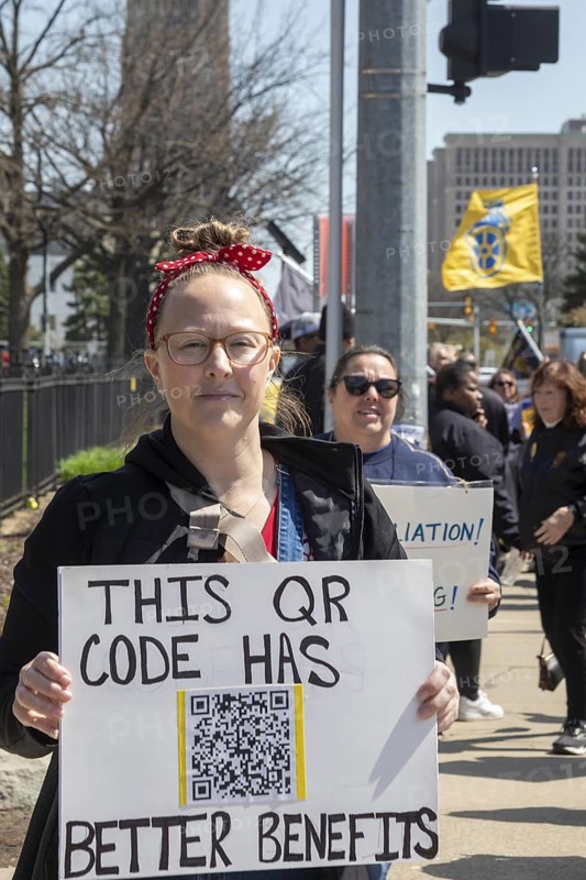 Detroit, Michigan USA - 21 April 2026 - Teamster nurses on strike at Henry Ford Genesys Hospital picket the health system's main campus. They have been on strike for nearly eight months, demanding better staffing. Workers at most Henry Ford hospitals are not unionized