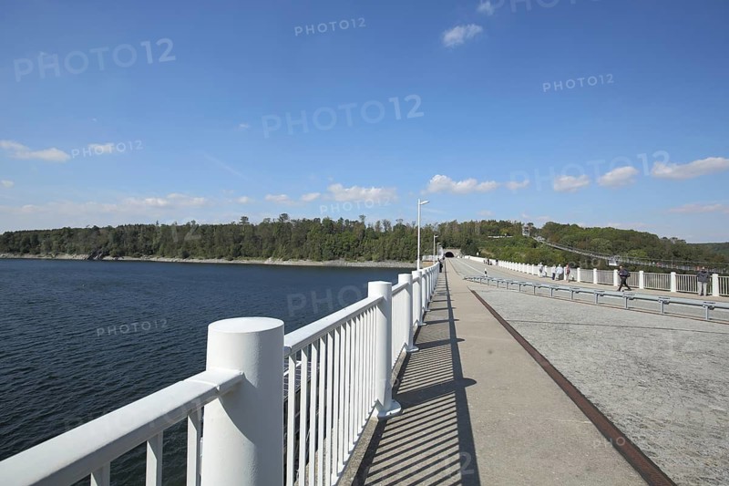 Rappbode Reservoir with Titan-RT suspension bridge, dam, Harz, Saxony-Anhalt, Germany