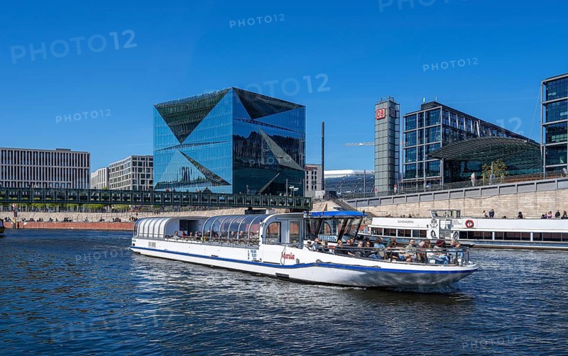 Architecture and landscape on the banks of the Spree in Berlin Mitte, Germany