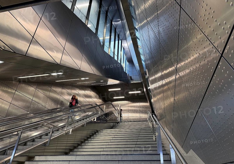 Benrather Straße subway station, Werhahn line, designed by artist Thomas Stricker, Düsseldorf, North Rhine-Westphalia, Germany