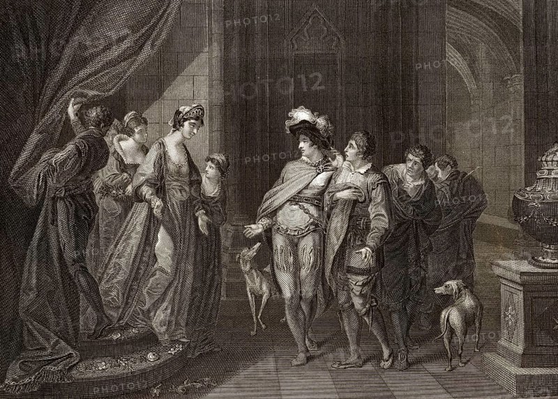 Das Gespräch zwischen König Edgar oder Eadgar von England, 944-975, und Elfrida oder Aelfthrith, um 970 n. Chr.