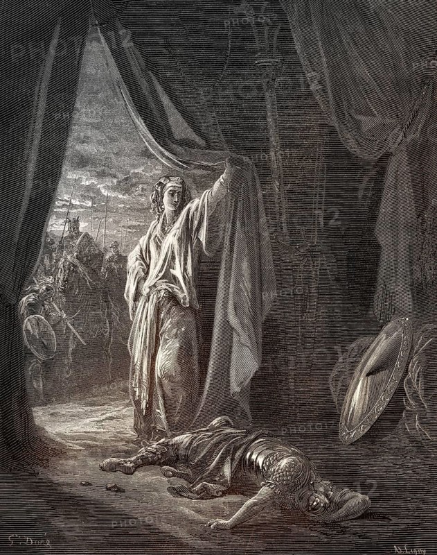 Jael Shows Barak the Body of Sisera, Old Testament, Gustave Doré, 1863