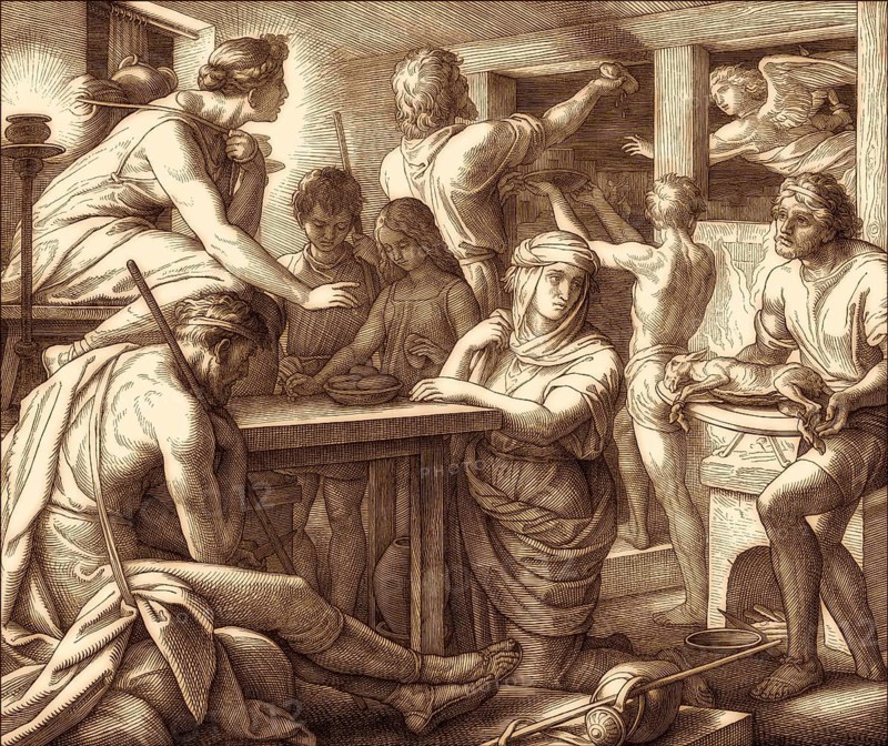 The Passover and Death of the Firstborn, Old Testament, by Julius Schnorr von Carolsfeld, 1860