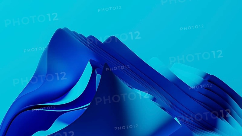Smooth, flowing blue waves form an abstract background, resembling a digital landscape. The design evokes a sense of technology and modernity, suitable for various applications